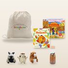 Autumn Woodland StorySack Classic: Peep Inside Autumn and A Walk in Autumn board books, Badger, Hedgehog and Squirrel Finger Puppets, Forest Spy Bottle and StorySack bag