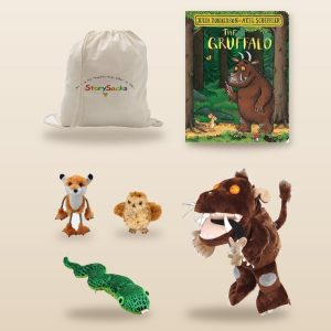 The Gruffalo StorySack Deluxe: The Gruffalo book, Gruffalo Hand Puppet with mini Mouse, Fox, Owl and Snake Finger Puppets and StorySack bag