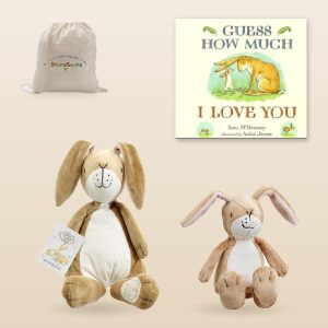 Guess How Much I Love You StorySack Deluxe – picture book, Nutbrown Hare Soft Toy, Little Hare Rattle and StorySacks bag
