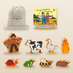 The Scarecrows' Wedding StorySack: picture book, Wooden Scarecrow, Cow, Goose, Fire, Snail, Toad, Bee and Mouse with StorySack bag