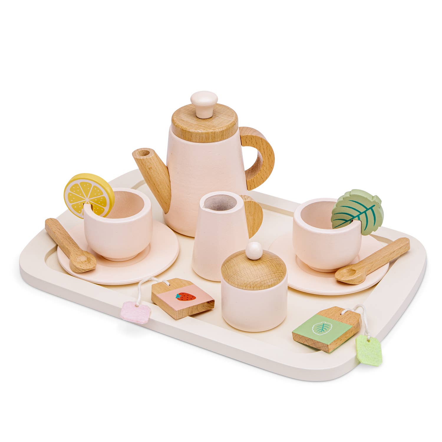 Wooden tea set with serving tray